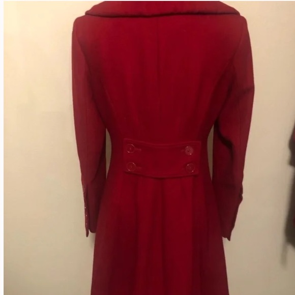 EXPRESS RED WOOL BLEND FLARE COLLAR STRUCTURED FIT NWOT COAT - Picture 2 of 12